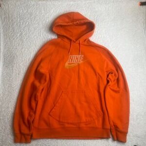 Y2K men's orange embroidered center logo hoodie oversized silver tag L‎